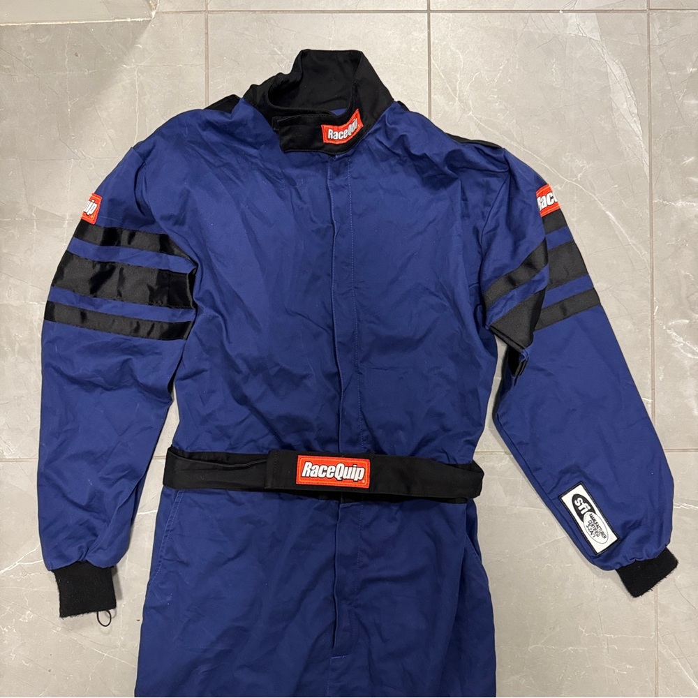 Racequip Racing Driver Suit Costume Blue Large One Piece Single Layer